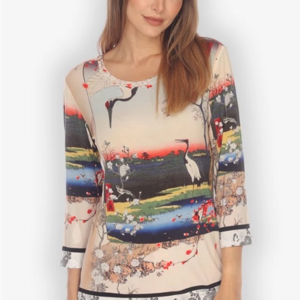 Citron Santa Monica Sunset Crane Knit Top